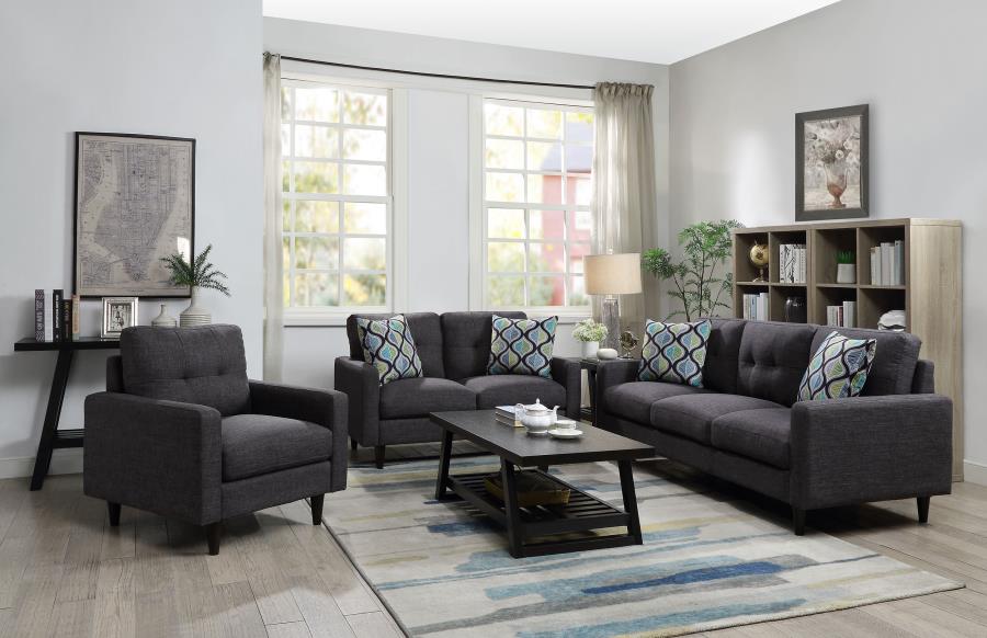 (image for) Watsonville Upholstered Track Arm Tufted Loveseat Grey