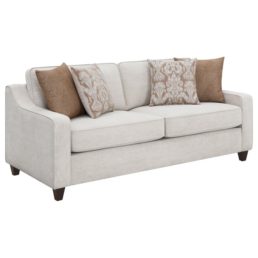 (image for) Christine 2-piece Upholstered Sloped Arm Sofa Set Beige