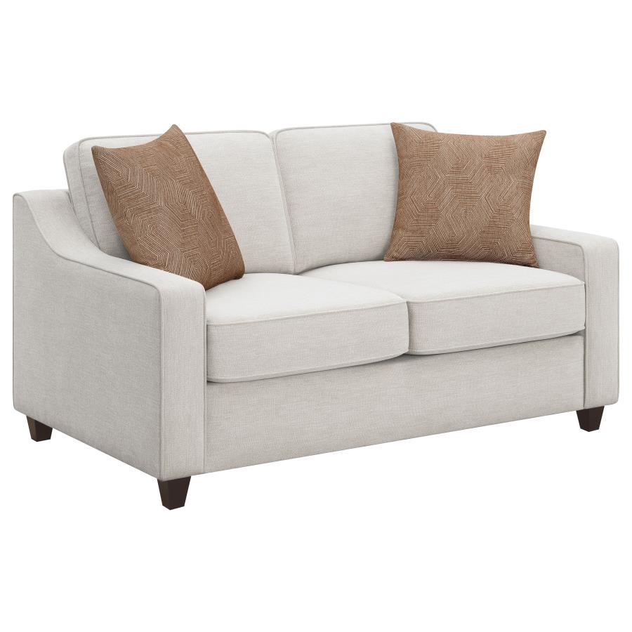 (image for) Christine 2-piece Upholstered Sloped Arm Sofa Set Beige