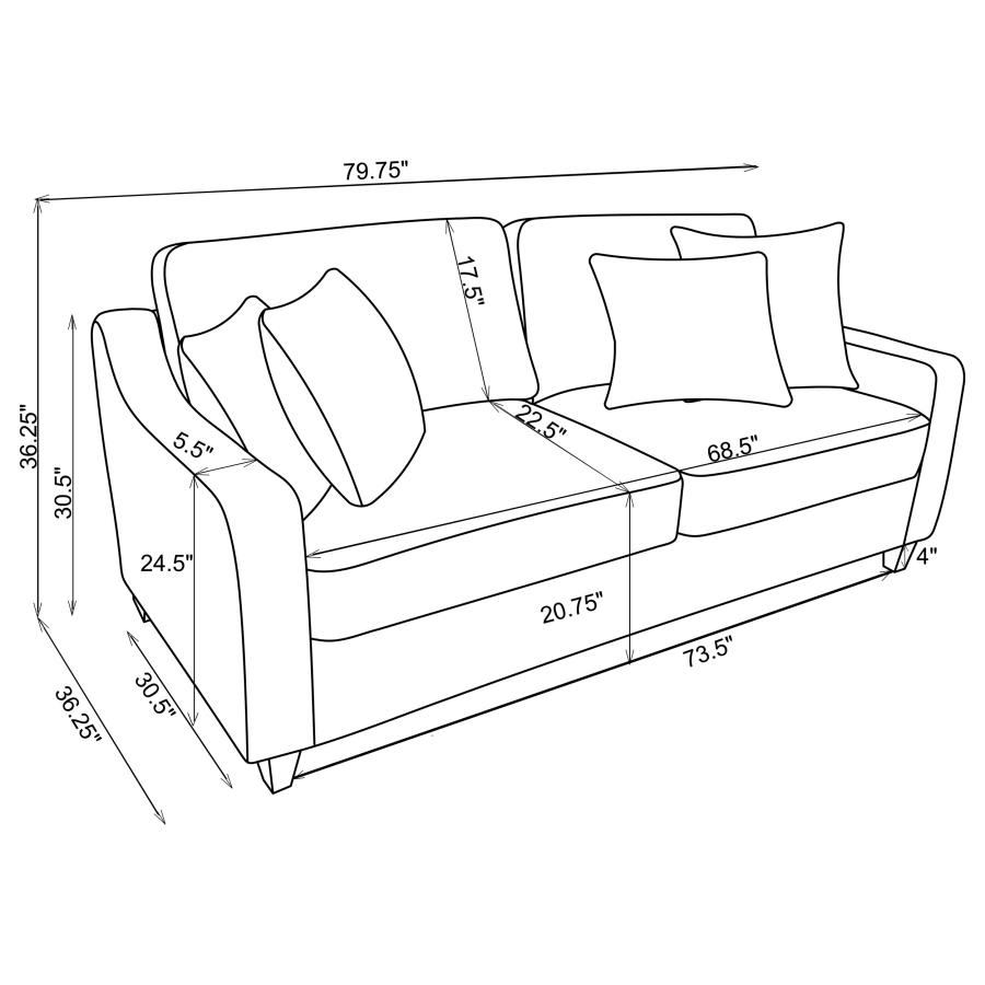 (image for) Christine 2-piece Upholstered Sloped Arm Sofa Set Beige