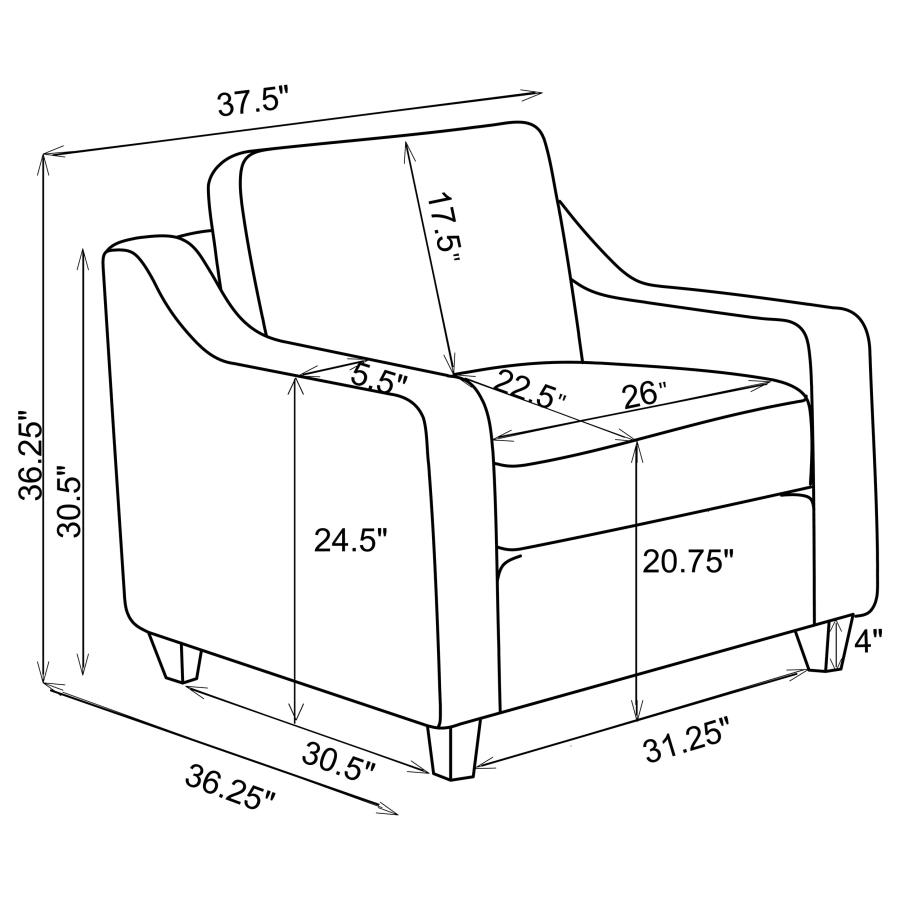 (image for) Christine 3-piece Upholstered Sloped Arm Sofa Set Beige