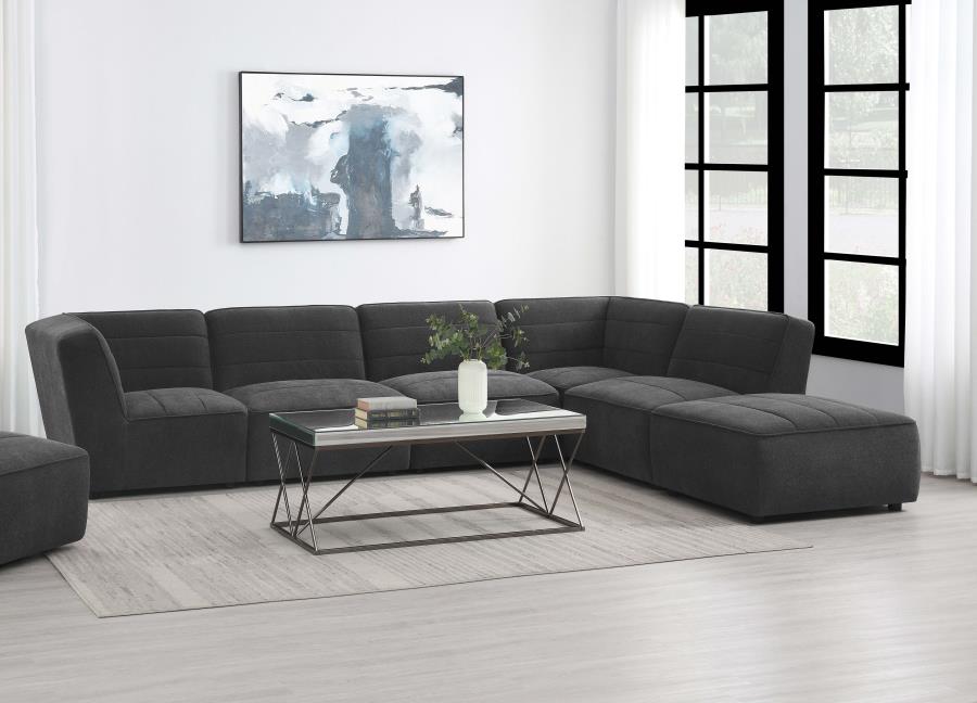 (image for) Sunny 6-piece Upholstered Modular Sectional Sofa Charcoal