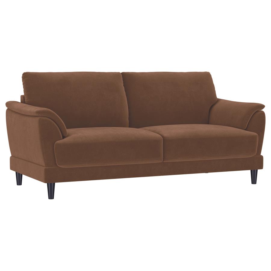 (image for) Selma Velvet Upholstered Crescent Arm Sofa Rust