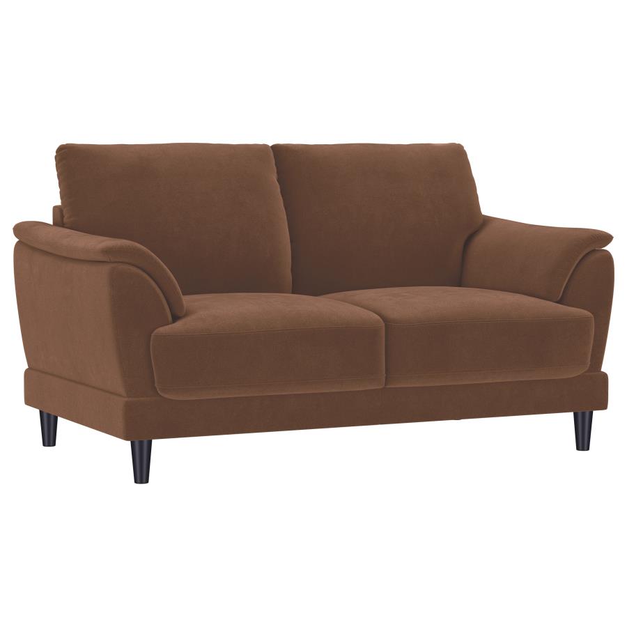 (image for) Selma Velvet Upholstered Crescent Arm Loveseat Rust