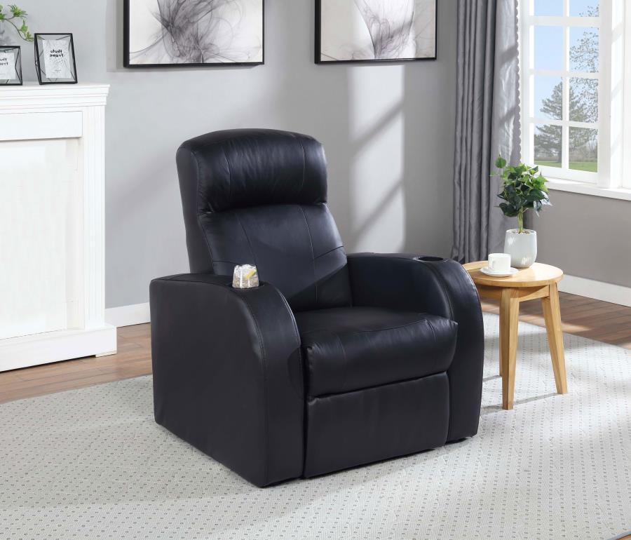 (image for) Cyrus Upholstered Track Arm Recliner Black