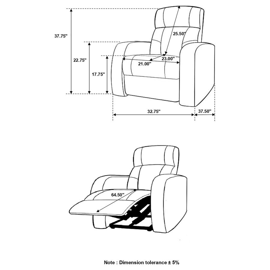 (image for) Cyrus Upholstered Track Arm Recliner Black