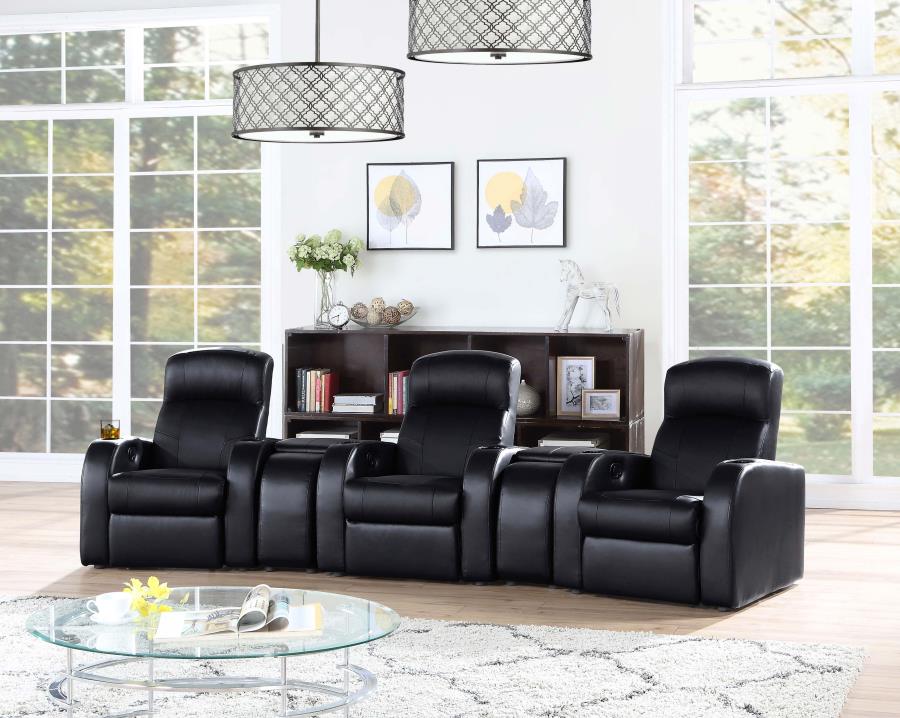 (image for) Cyrus Upholstered Track Arm Recliner Black