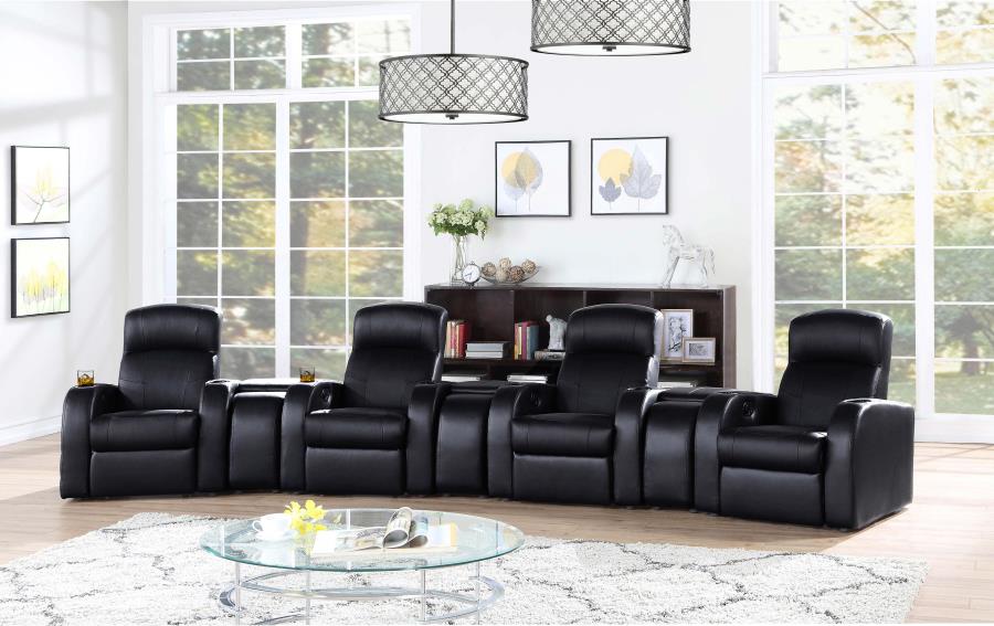 (image for) Cyrus Upholstered Track Arm Recliner Black