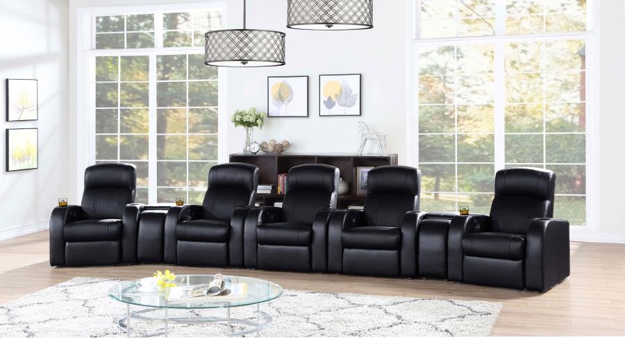 (image for) Cyrus Upholstered Track Arm Recliner Black