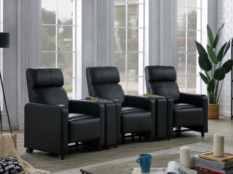 (image for) Toohey Upholstered Tufted Recliner Living Room Set Black