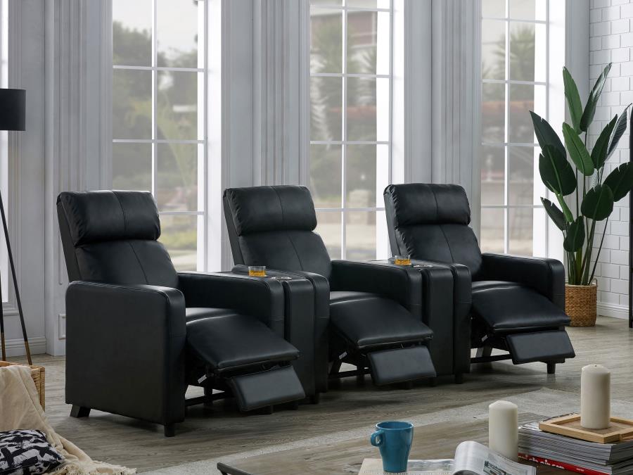 (image for) Toohey Upholstered Tufted Recliner Living Room Set Black