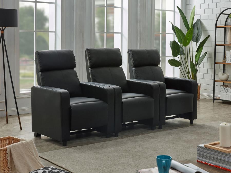 (image for) Toohey Upholstered Tufted Recliner Living Room Set Black - Click Image to Close