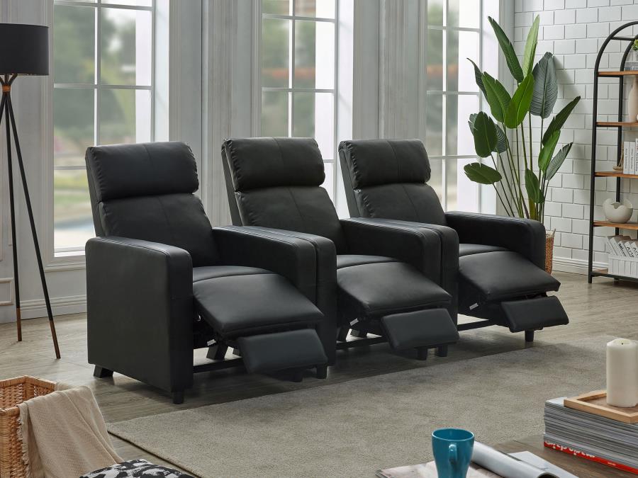 (image for) Toohey Upholstered Tufted Recliner Living Room Set Black