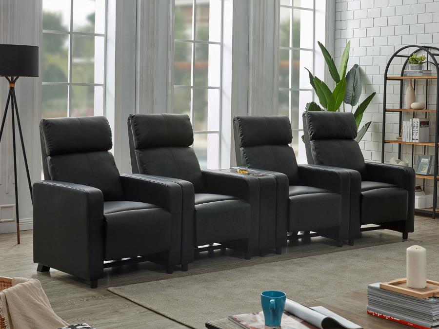 (image for) Toohey Upholstered Tufted Recliner Living Room Set Black - Click Image to Close