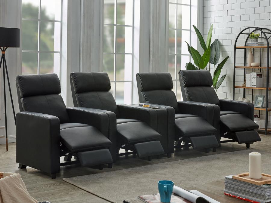 (image for) Toohey Upholstered Tufted Recliner Living Room Set Black