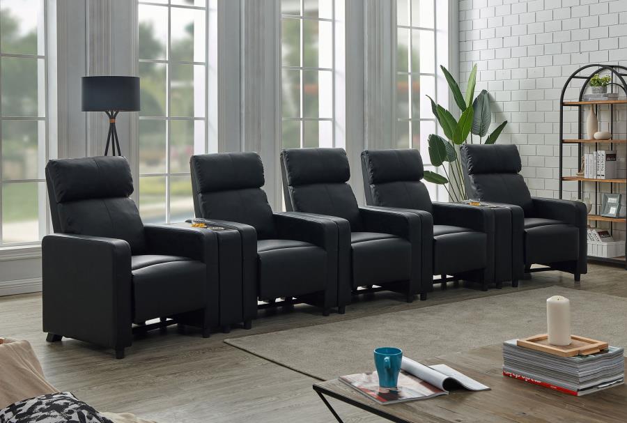 (image for) Toohey Upholstered Tufted Recliner Living Room Set Black - Click Image to Close