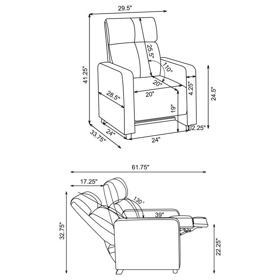 (image for) Toohey Upholstered Tufted Recliner Living Room Set Black