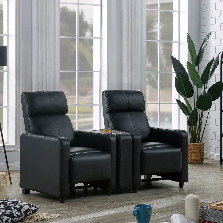 (image for) Toohey Upholstered Home Theater Push Back Recliner Black