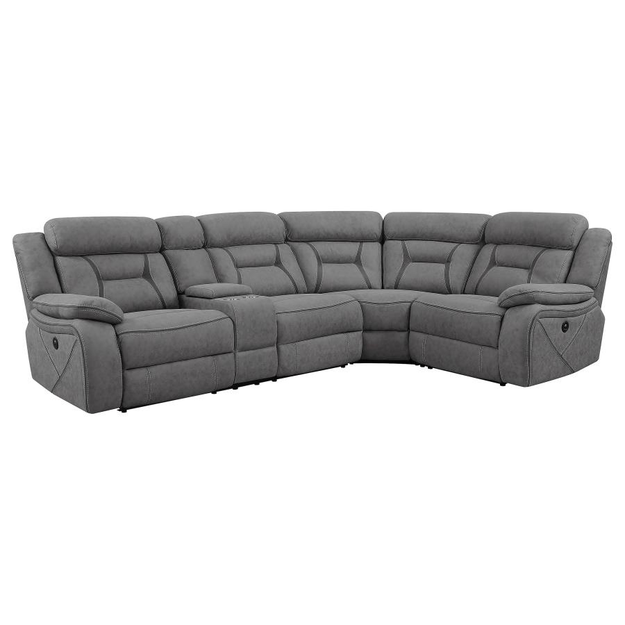 (image for) Higgins Upholstered Power Reclining Sectional Sofa Grey