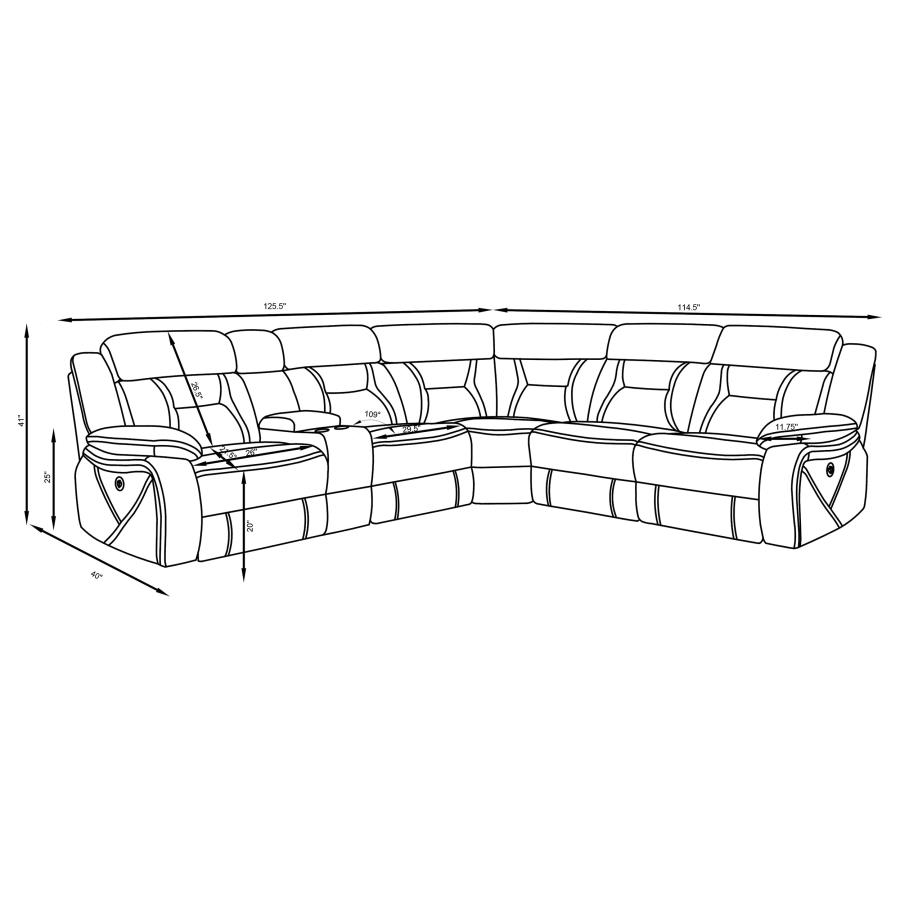 (image for) Higgins Upholstered Power Reclining Sectional Sofa Grey