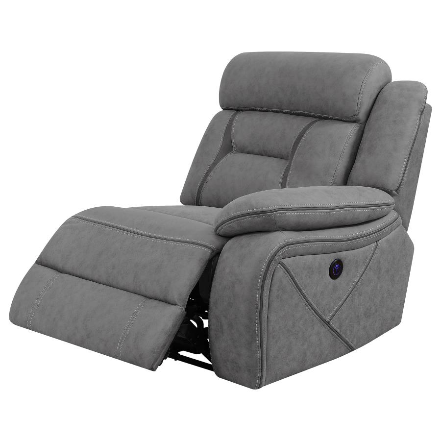 (image for) Higgins Upholstered RAF Power Recliner Grey