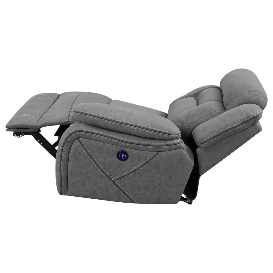 (image for) Higgins Upholstered RAF Power Recliner Grey