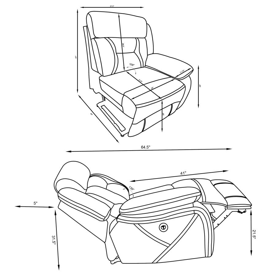 (image for) Higgins Upholstered RAF Power Recliner Grey