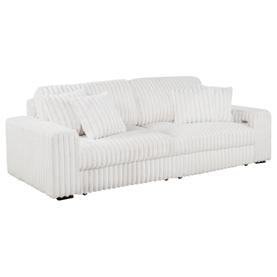 (image for) Jacana Corduroy Upholstered Dual Power Chaise Sofa Ivory