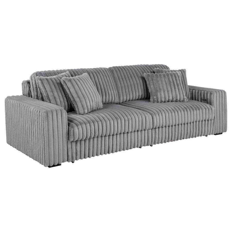 (image for) Jacana Corduroy Upholstered Dual Power Chaise Sofa Grey