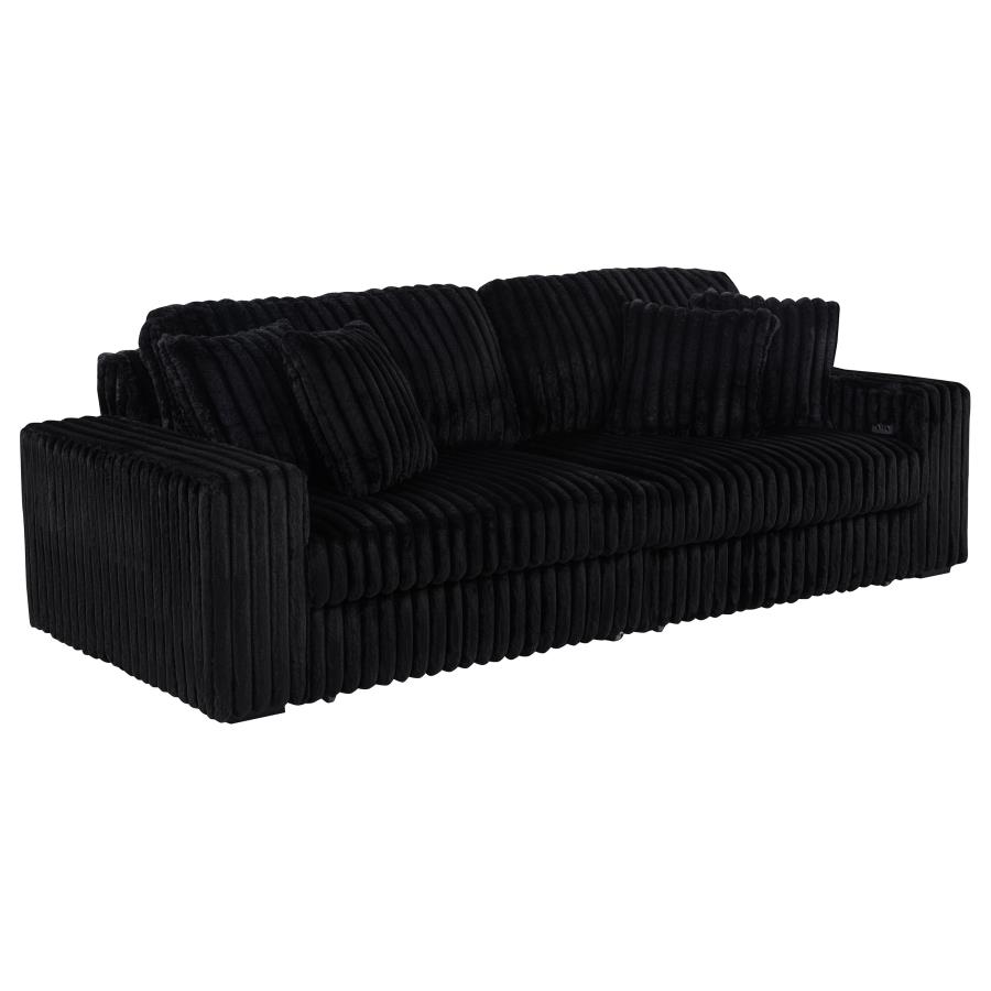 (image for) Jacana Corduroy Upholstered Dual Power Chaise Sofa Black