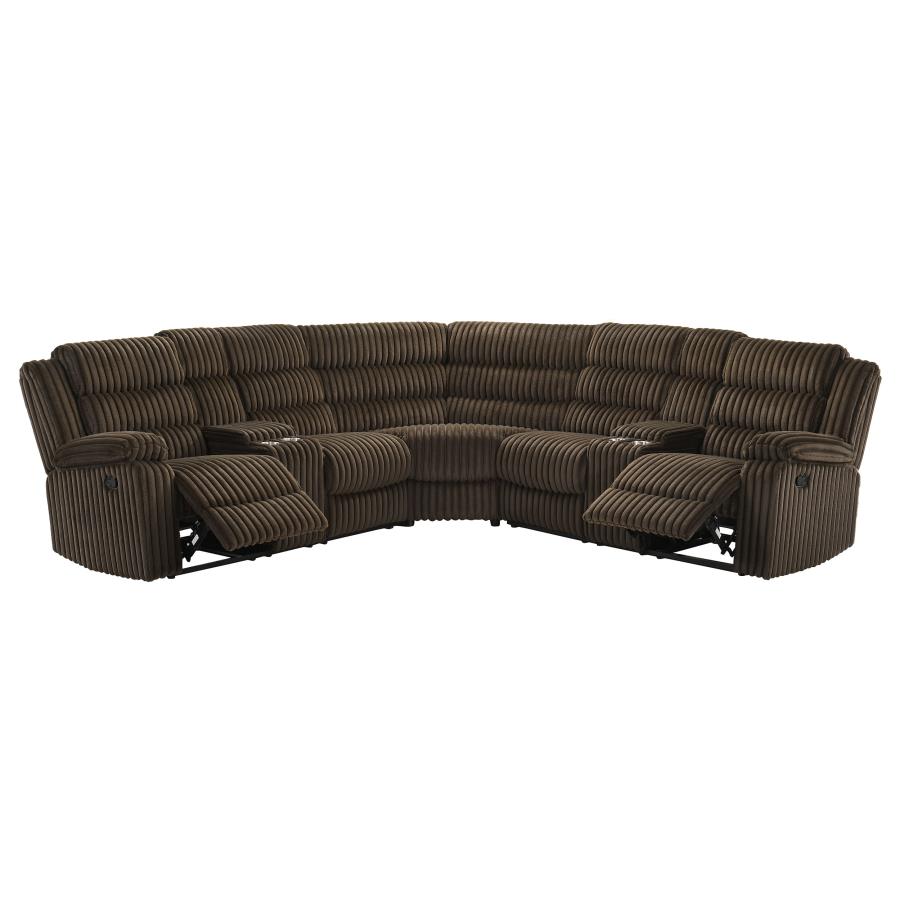 (image for) Atkinson Upholstered Reclining Sectional Sofa Chocolate