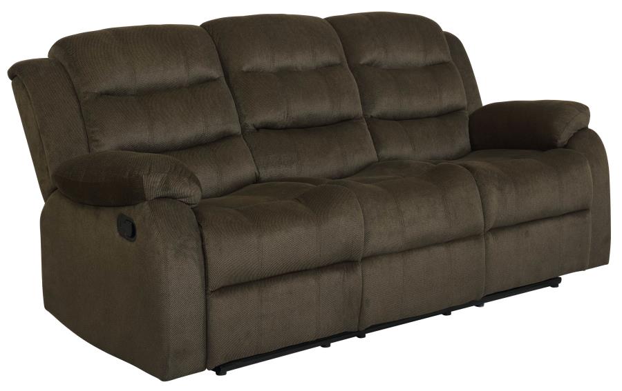 (image for) Rodman 3-piece Upholstered Reclining Sofa Set Olive Brown