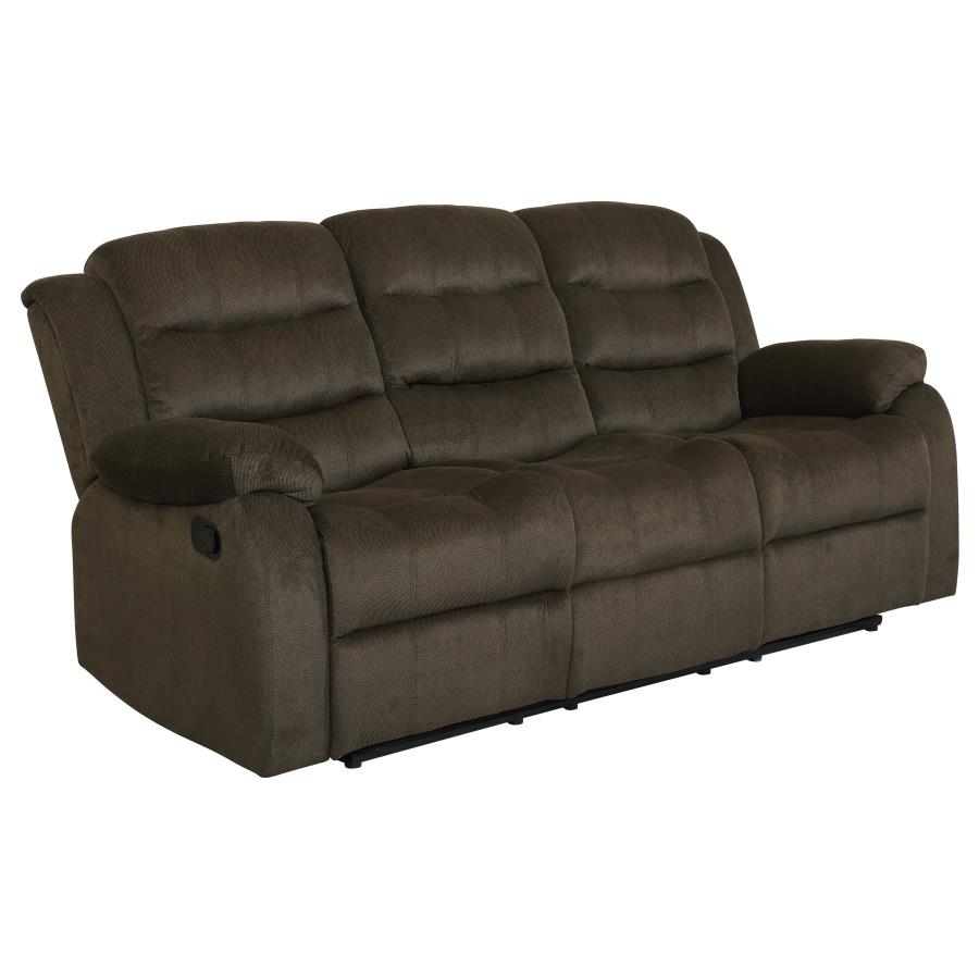 (image for) Rodman Upholstered Padded Arm Reclining Sofa Olive Brown