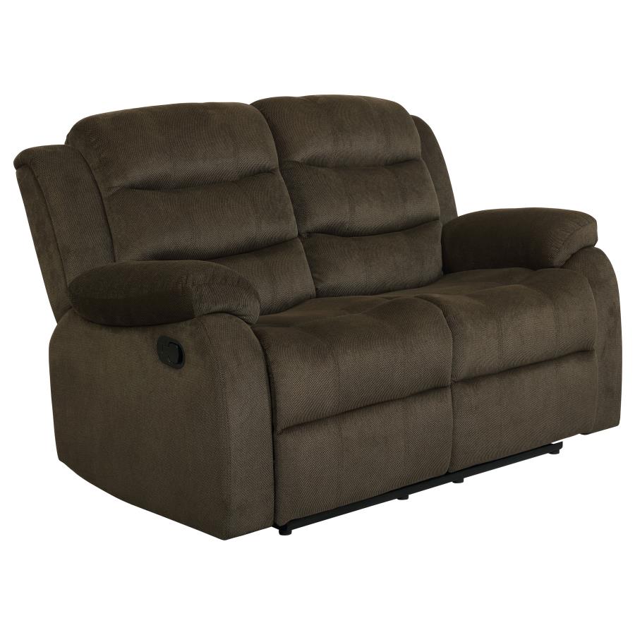 (image for) Rodman Upholstered Padded Arm Reclining Loveseat Olive Brown