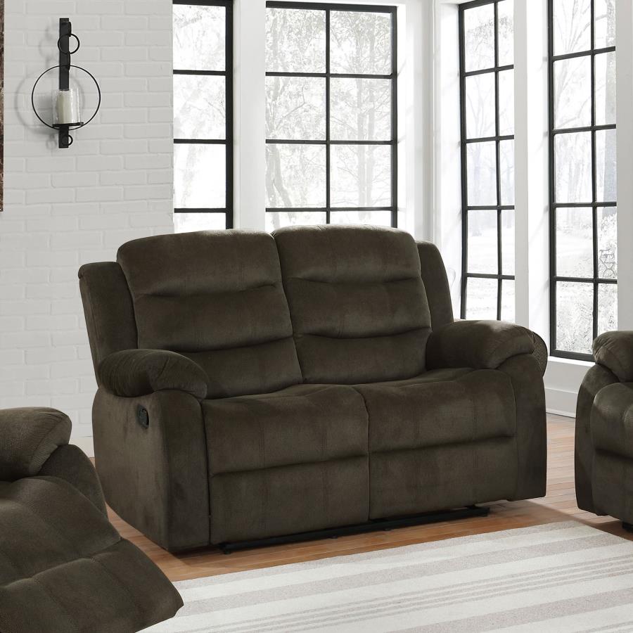 (image for) Rodman Upholstered Padded Arm Reclining Loveseat Olive Brown