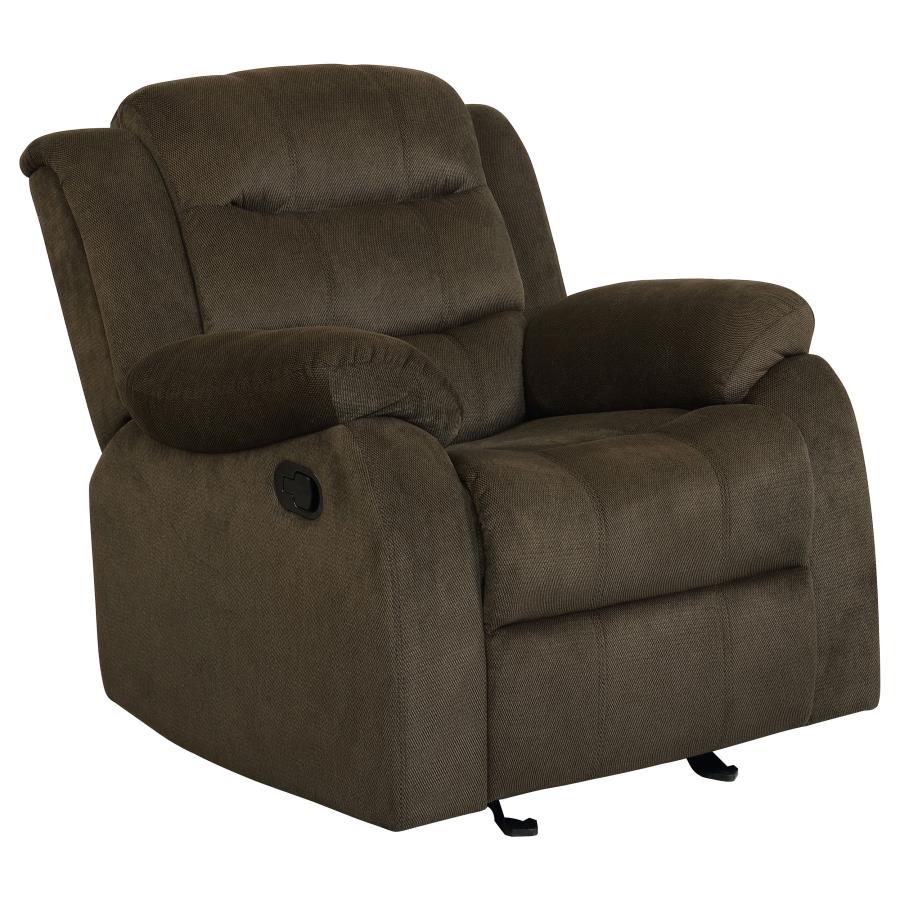 (image for) Rodman Upholstered Padded Arm Glider Recliner Olive Brown - Click Image to Close