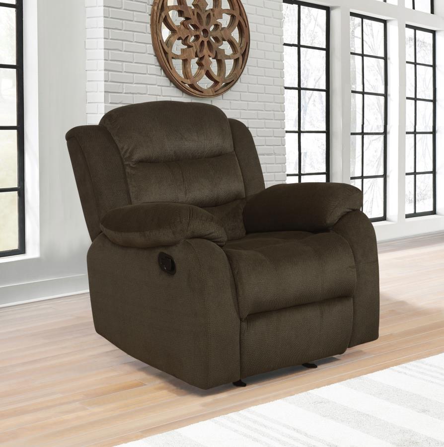 (image for) Rodman Upholstered Padded Arm Glider Recliner Olive Brown