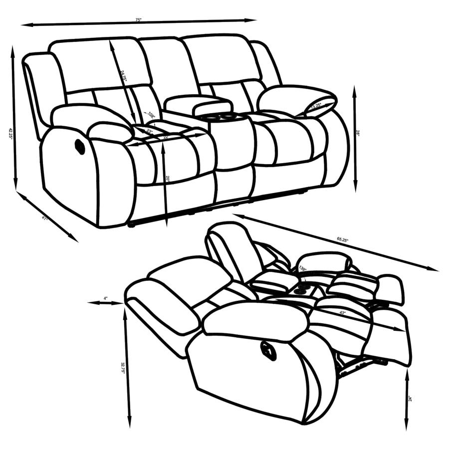 (image for) Weissman 2-piece Upholstered Reclining Sofa Set Grey