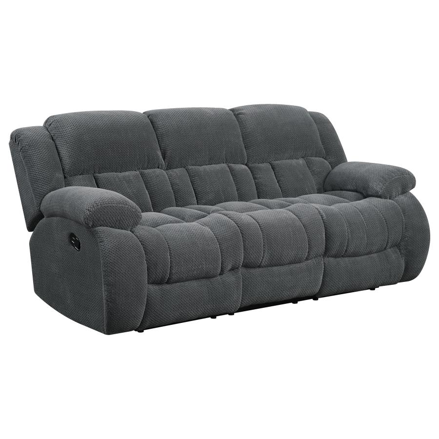 (image for) Weissman Upholstered Padded Arm Reclining Sofa Grey - Click Image to Close