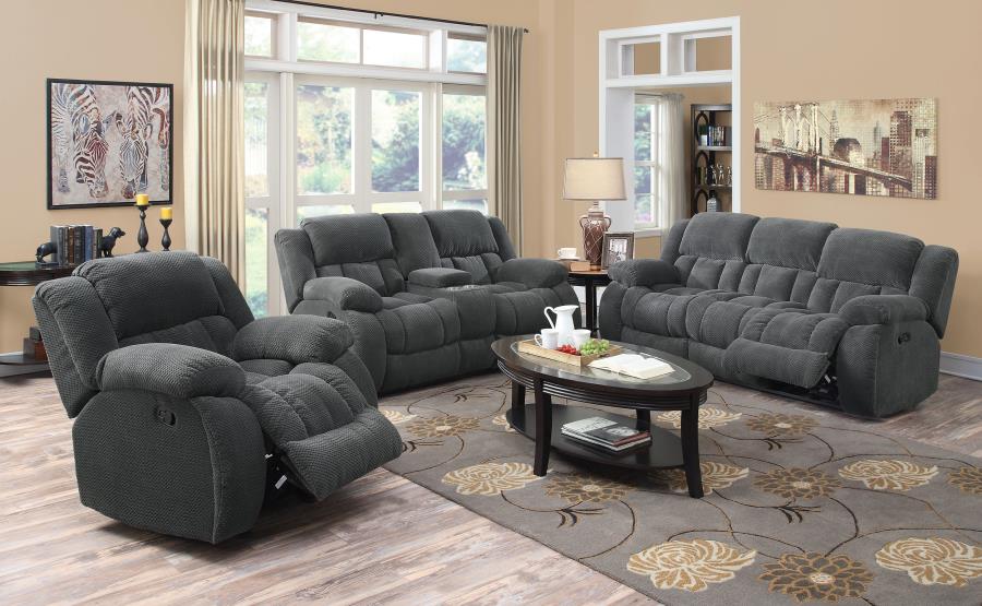 (image for) Weissman Upholstered Padded Arm Reclining Sofa Grey