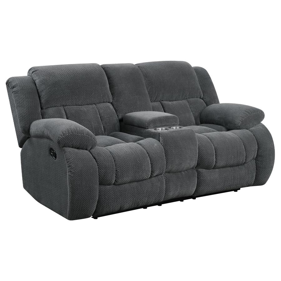 (image for) Weissman Upholstered Padded Arm Reclining Loveseat Grey - Click Image to Close