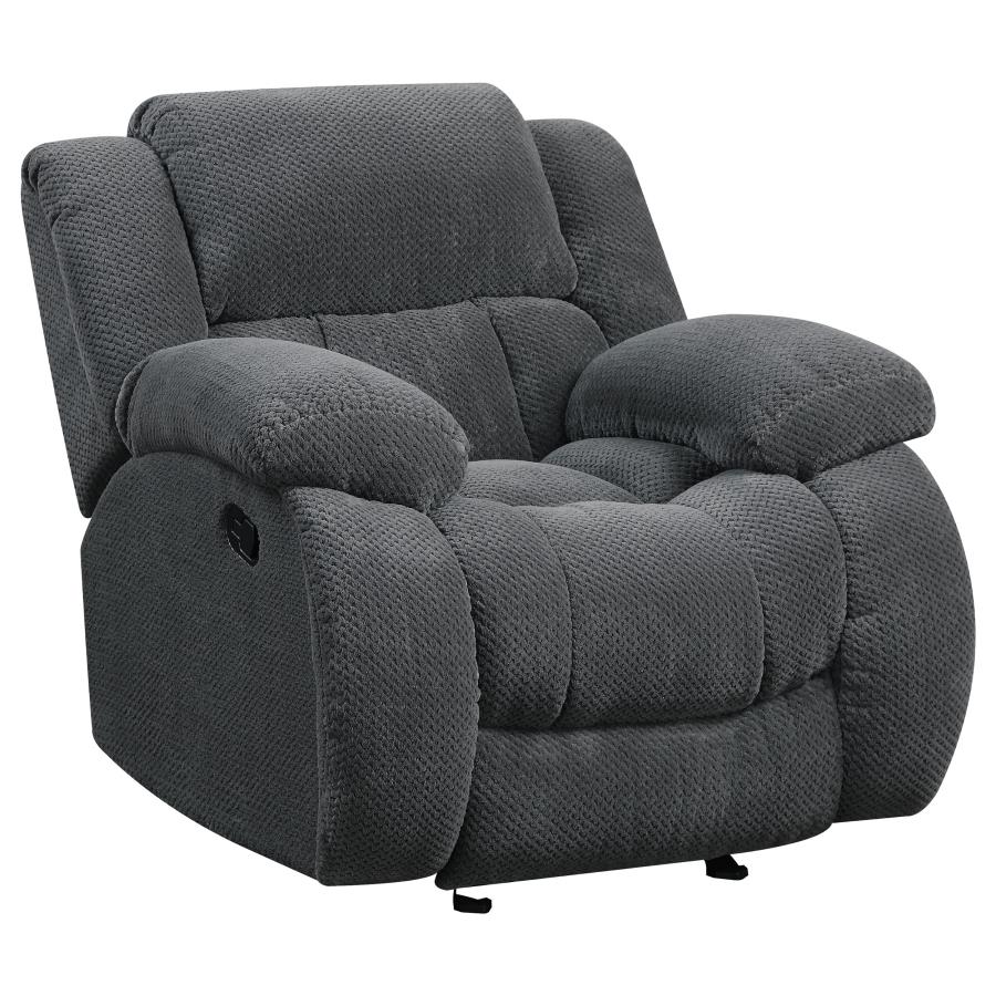 (image for) Weissman Upholstered Padded Arm Glider Recliner Grey - Click Image to Close