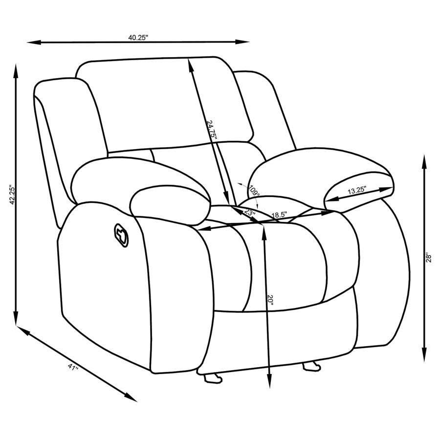 (image for) Weissman Upholstered Padded Arm Glider Recliner Grey