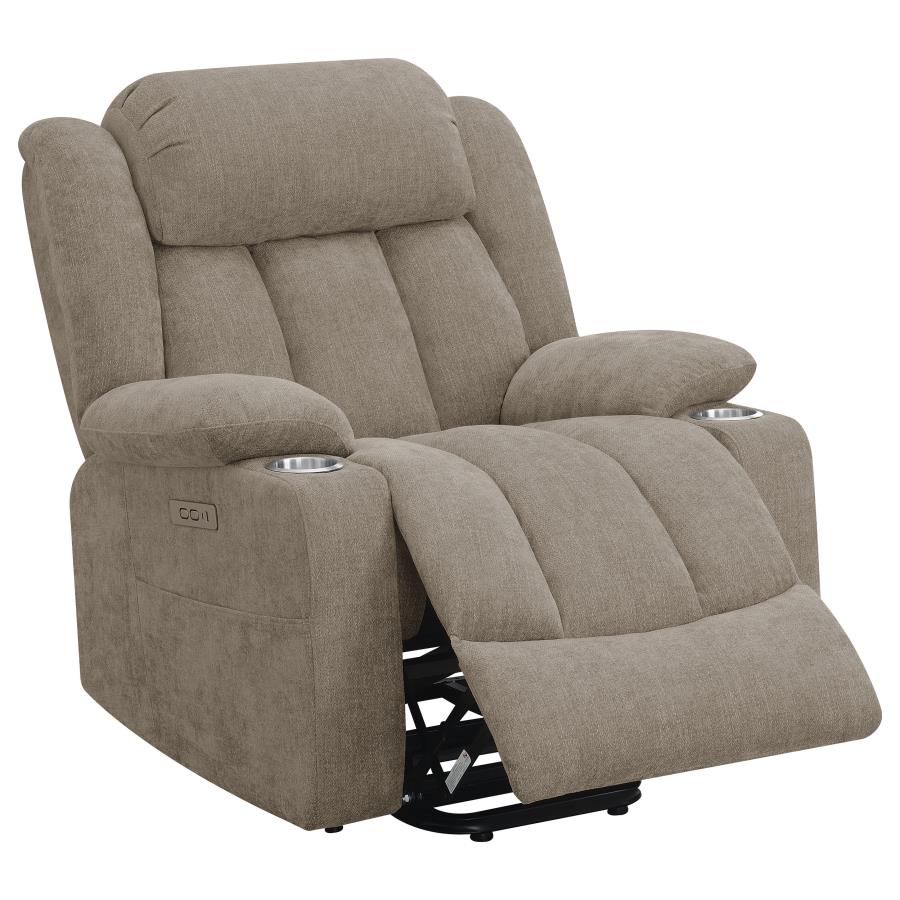 (image for) Houston Upholstered Power Lift Recliner Chair Camel