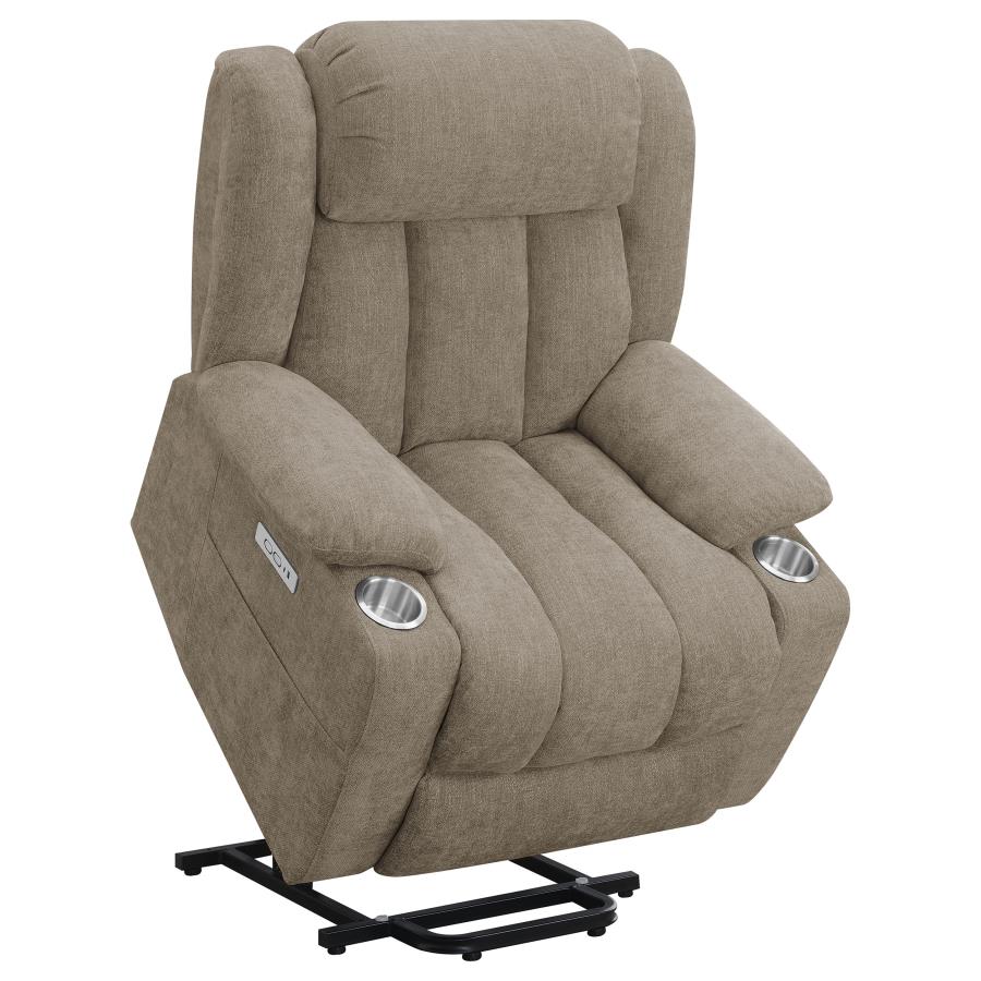 (image for) Houston Upholstered Power Lift Recliner Chair Camel