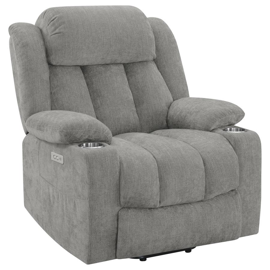 (image for) Houston Upholstered Power Lift Recliner Grey - Click Image to Close