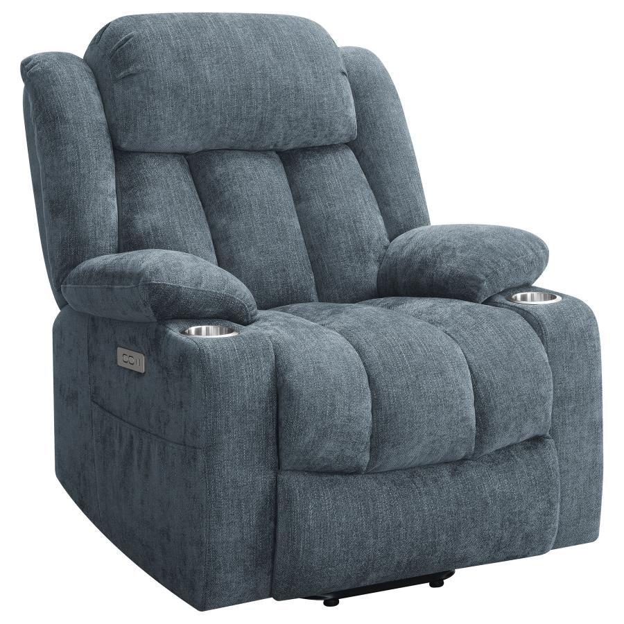 (image for) Houston Upholstered Power Lift Recliner Slate Blue - Click Image to Close