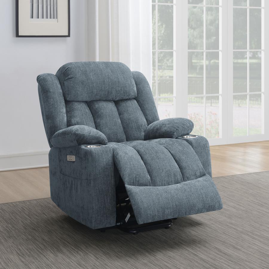 (image for) Houston Upholstered Power Lift Recliner Slate Blue