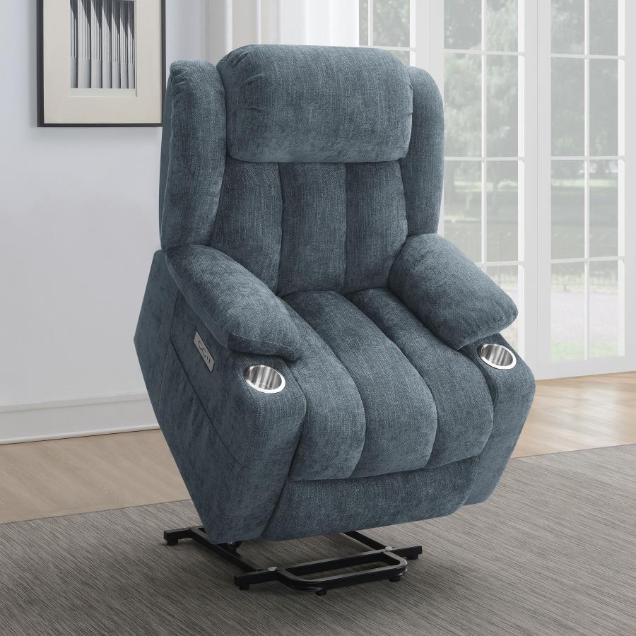 (image for) Houston Upholstered Power Lift Recliner Slate Blue