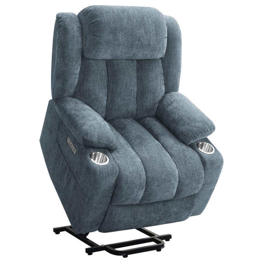 (image for) Houston Upholstered Power Lift Recliner Slate Blue